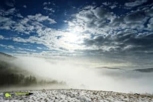 Lingas, Paysage et brume en hiver